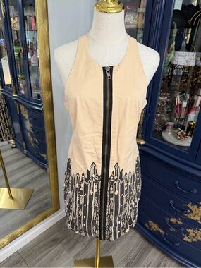 Vintage 2009 GAP x VENA CAVA Khaki Zip Mini Dress Y2K